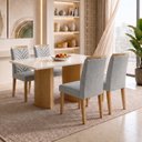 Ver imagem 1 de Conjunto Sala de Jantar 4 Lugares Retangular Tampo Vidro MDF 120x80cm Mesa Isla e Cadeiras Carol