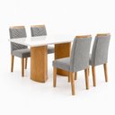 Ver imagem 2 de Conjunto Sala de Jantar 4 Lugares Retangular Tampo Vidro MDF 120x80cm Mesa Isla e Cadeiras Carol