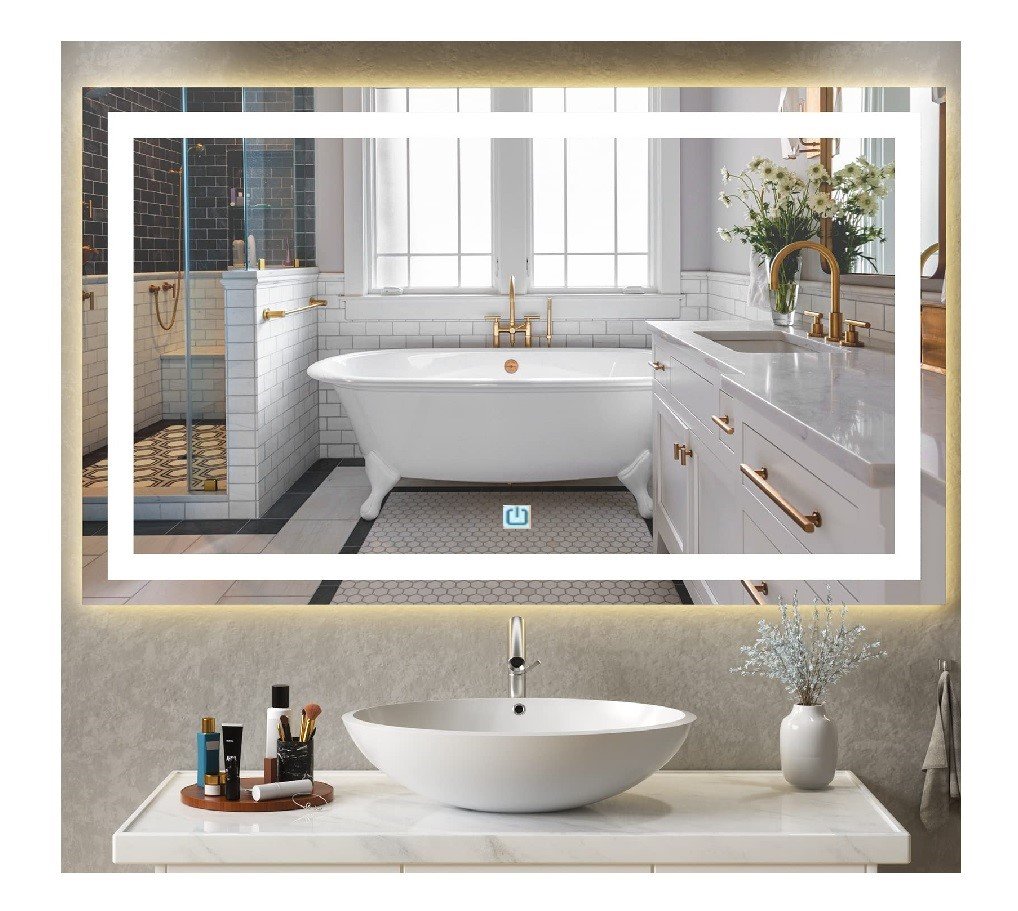 Ver mais imagens de Espelho Jateado Iluminado com Led Frio e Touch 100x60cm Horizontal