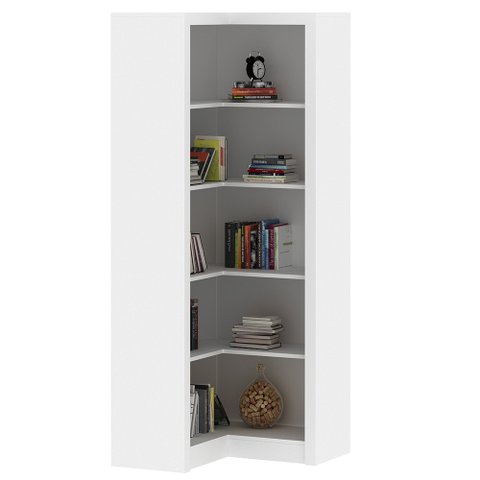Armário de Canto Para Escritório E Home Office 4 Prateleiras Brandon 171x68 T01 Branco - Lyam