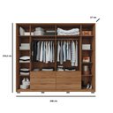 Ver imagem 3 de Guarda Roupa Roupeiro Casal Solteiro 4 Espelhos 6 Gavetas 10 Prateleiras Organizador Marrom Madeira