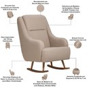 Ver imagem 4 de Poltrona de Amamentação com Balanço Base Milka Fábula D02 Bouclê Marrom Claro B-122 - Lyam Decor