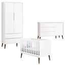 Ver imagem 1 de Quarto de Bebê Theo 2 Portas com Cômoda com Porta Branco Acetinado com Pés Amadeirado - Reller