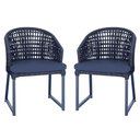 Ver imagem 1 de 2 Cadeira Noronha Aluminio Micro Pintura Azul Marinho, Tr. Telinha Corda Nautica Azul Marinho,