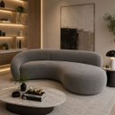 Ver imagem 1 de Sofá Zah 210 cm 3 Lugares Luxo Orgânico Curvo Bouclé Premium:Veludo Cinza Escuro
