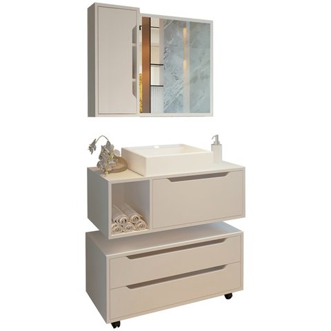 Conjunto 4 Peças para Banheiro Bn3600x43x44x45 Branco Tecno Mobili