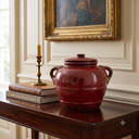 Ver imagem 3 de Potiche Decorativo com Tampa Cerâmica Vermelho Terra Craquelê Rústico 22cm Columbus Gold