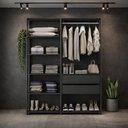 Ver imagem 1 de Guarda-roupa Closet Modulado Texas 2 Gavetas 135cm Multimóveis Mp4786 Preto