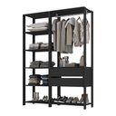 Ver imagem 2 de Guarda-roupa Closet Modulado Texas 2 Gavetas 135cm Multimóveis Mp4786 Preto