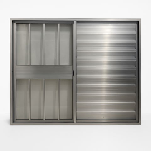 Veneziana 3 Folhas Aluminio Brilhante com Grade 1,00x1,20