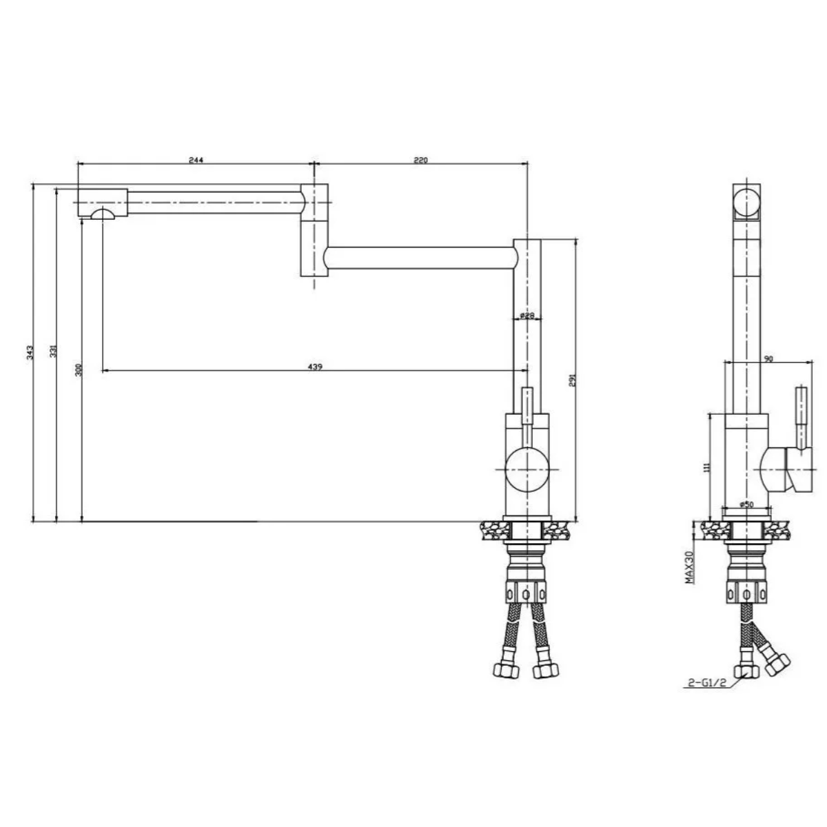 Torneira Misturador Monocomando Cozinha Articulável Dobrável Gourmet Aço Escovado 10835-560s Jiwi - 3