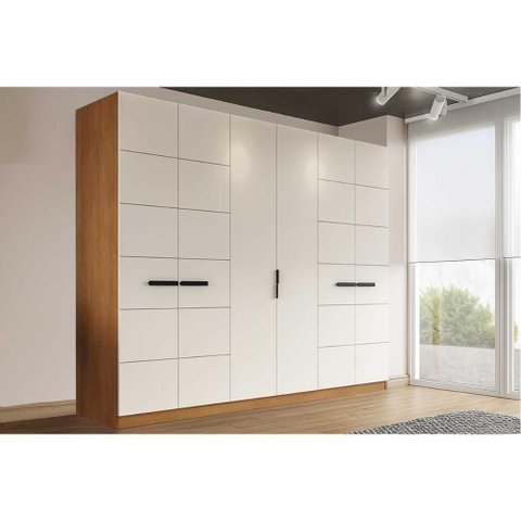 Guarda Roupa 6 Portas e 4 Gavetas Lisboa Freijo/creme - Politorno
