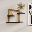 Ver imagem 3 de Nicho Decorativo Bali em Estilo Industrial para Sala e Escritório - Ferro Dourado Tampo Preto