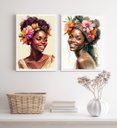 Ver imagem 1 de Kit 2 Quadros Decorativos Mulheres Pretas- Aquarela 24x18cm:madeira Preta