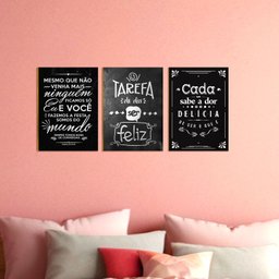 Kit 03 Placas Decorativa Mdf Tarefa do Dia Ser Feliz Dc10 - 4