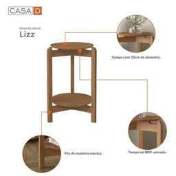 Mesa Lateral Lizz Redonda Cedro - Casa D - 3