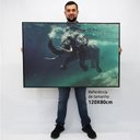 Ver imagem 2 de Quadro Decorativo em Canvas Elefante Sobre as Águas TaColado Moldura Flutuante 4,5cm Freijó 120 x 80