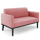 Ver imagem 7 de Sofá Namoradeira e 2 Poltronas Base Madeira Preto Maressa Suede Rosê - Ibiza