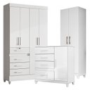 Ver imagem 1 de Guarda Roupa Infantil Sobral com Cômoda Vênus com Pés e Armário Multiuso New Íris Branco Brilho – Mo