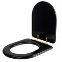 Ver imagem 2 de Assento Sanitário Almofadado Carrara Preto para Louça Deca com Ferragem Dourada