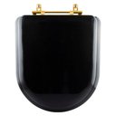 Ver imagem 1 de Assento Sanitário Almofadado Carrara Preto para Louça Deca com Ferragem Dourada