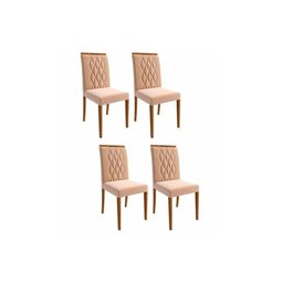 Kit 4 Cadeiras de Cozinha Juliana 4 Un Madeirado/suede Nude Bege - Cimol - 1 Kit 4 Cadeiras de Cozinha Juliana 4 Un Madeirado/suede Nude Bege - Cimol - 1