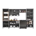 Ver imagem 4 de Cozinha Modulada 5 Peças Torre Quente Cristaleira com Vidro Balcão com Tampo e 2 Aéreos 100% MDF Bari Cinza/Titanio Fosco