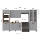 Ver imagem 3 de Cozinha Modulada 5 Peças Torre Quente Cristaleira com Vidro Balcão com Tampo e 2 Aéreos 100% MDF Bari Cinza/Titanio Fosco