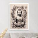 Ver imagem 2 de Quadro Decorativo Buda Cinza e Bege 33x24cm:moldura Preta