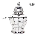 Ver imagem 6 de Vaso Decorativo Sala Branco Detalhes Prata Porcelana 32x17