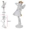 Escultura Decor Poliresina Menina Fada Branco Dourado 24,5cm - 2