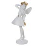 Escultura Decor Poliresina Menina Fada Branco Dourado 24,5cm - 1