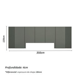 Cabeceira King 3,50m e 2 Mesas Gaveta e Nicho Mdf sob Medida Cor:cinza Sagrado - 5