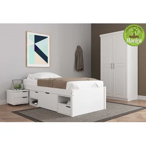 Cama Solteiro com 3 Gavetas e 1 Mesa de Cabeceira Charme