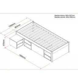 Cama Solteiro com 3 Gavetas e 1 Mesa de Cabeceira Charme - 4