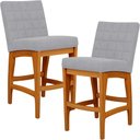Ver imagem 2 de Kit 02 Banquetas Baixa Cozinha Bancada Bar Sala de Jantar Fixa Mila L02 Suede Cinza - Lyam Decor