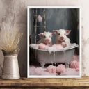 Ver imagem 2 de Quadro Decorativo para Banheiro - Porquinhos 33x24cm - com Vidro:moldura Preta