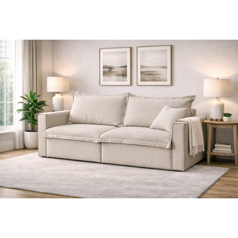 Sofá Cama Paris Retrátil e Reclinável em Linho Sofatec Palha