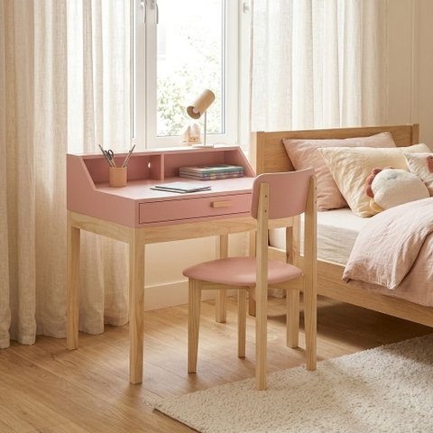 Mesa de Estudo com Cadeira para Criança Cor Rosa