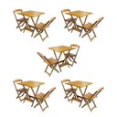 Ver imagem 1 de Kit 5 Conjuntos De Mesa Dobravel Com 2 Cadeiras De Madeira 70X70 Para Restaurante E Bar - Mel