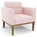 Ver mais imagens de Poltrona Base Madeira Castanho Kit 2 Ana Suede Rosa Bebê - Ibiza