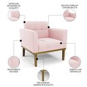 Ver imagem 3 de Poltrona Base Madeira Castanho Kit 2 Ana Suede Rosa Bebê - Ibiza