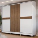 Ver imagem 1 de Guarda-Roupa Casal 100% MDF com Pés 3 Portas Branco/Rustic Malta Madesa