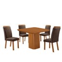 Ver imagem 2 de Mesa de Jantar Eloise 4 Lugares Quadrada MDF Laminado 90cm Marrom Moderna