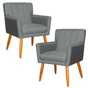 Ver imagem 1 de Kit 2 Poltronas Decorativa para Sala de Estar Cecília Linho Cinza - Montanaris Decor Md Montanaris D