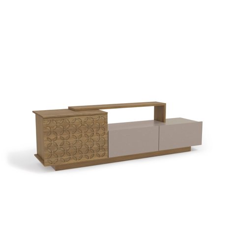 Rack Paris 2 Gavetas e 1 Porta Kappesberg M943 para TV 50 Polegadas Cor Nogueira Fendi