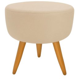Banqueta Puff Decorativo Redondo Pé Palito Bege - 1
