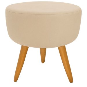 Banqueta Puff Decorativo Redondo Pé Palito Bege