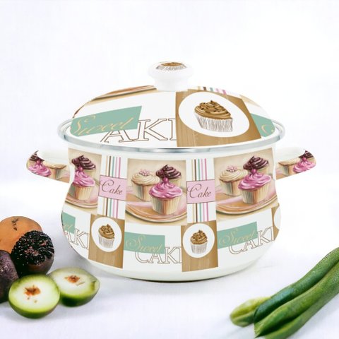 Caçarola Esmaltada Vintage 3,6l À Indução com Tampa Cake