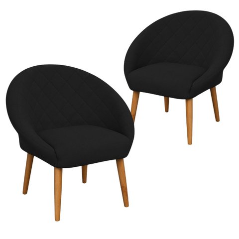 Kit 2 Cadeira Poltronas Resistente para Salão Decorativa Pés de Madeira Resistente Luxo
